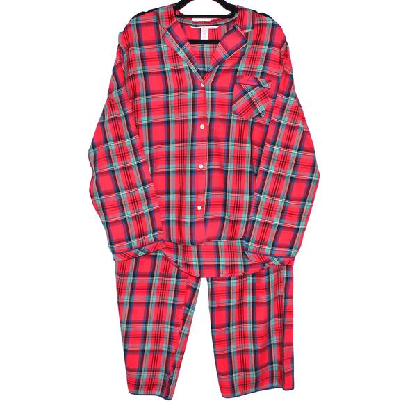 Victorias Secret Red Plaid Pajama Set Size Large - Picture 1 of 7